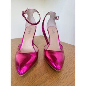 Charles By Charles David Pink Metallic Studded Ankle Strap Heels Size 8.5